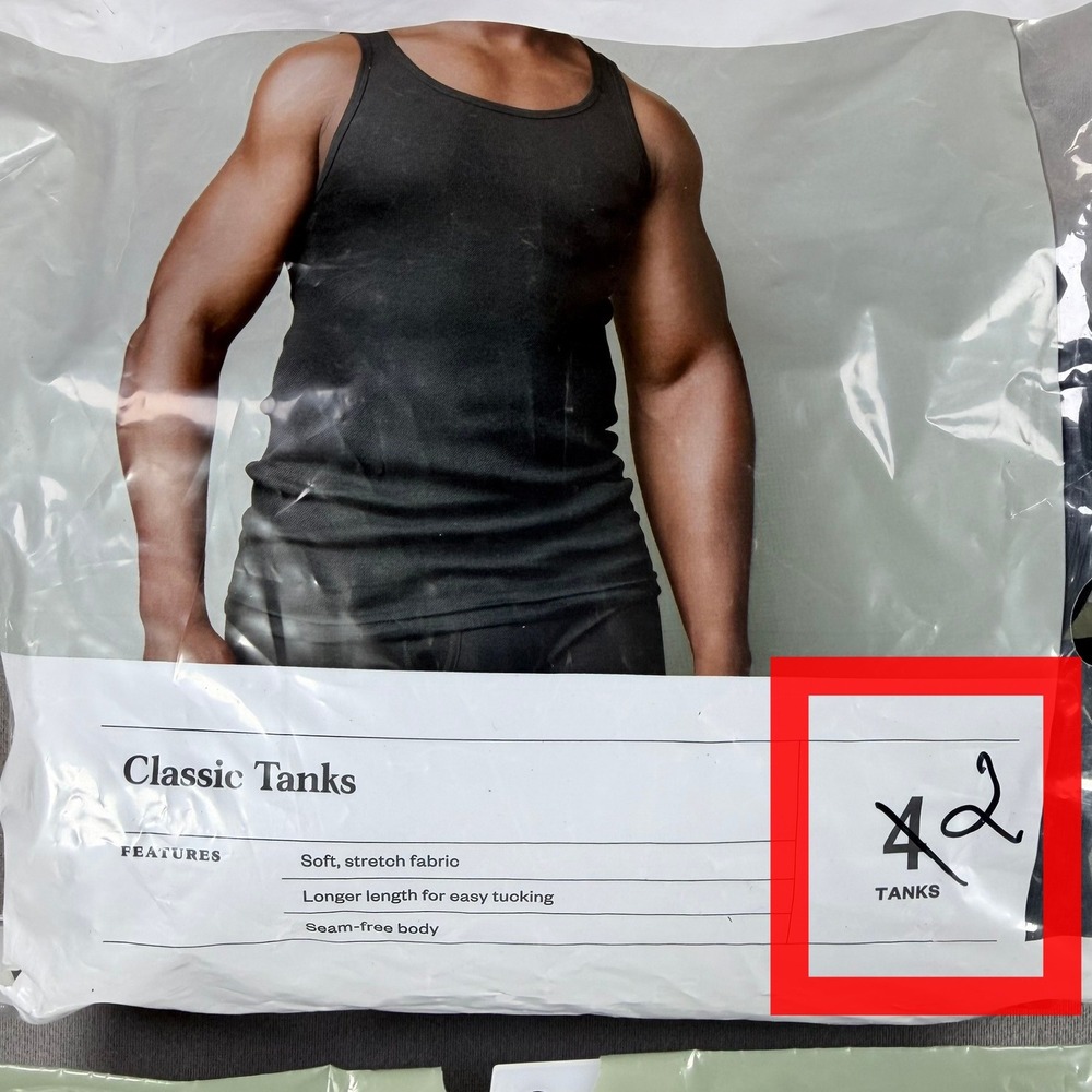 Goodfellow & Co Mens M Black Cotton Classic 6 Tank Top Undershirt 6 Pack Bundle - Picture 3 of 7